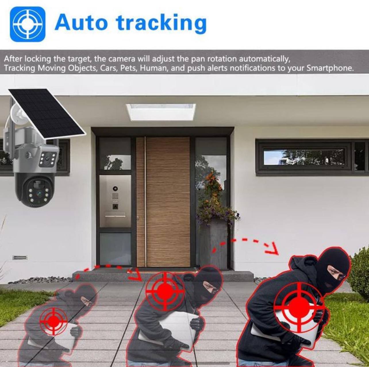 4K Wifi Solar Surveillance System, Dual Camera lens Outdoor Waterproof with Auto-Tracing and Night Vision - Image 5
